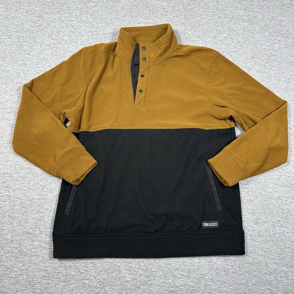 Outdoor Research Other - Outdoor Research Trail Mix Snap Pullover Mens Large Black Brown Grid Fleece